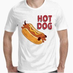 Camiseta perro salchicha con dibujo hot dog