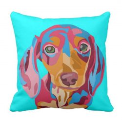 Funda para cojines con diseño de perro salchicha abstracto azul