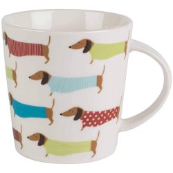 Taza perros salchicha vestidos