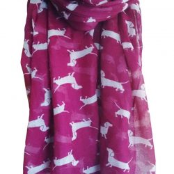 Bufanda rosa con la impresión de perros salchicha