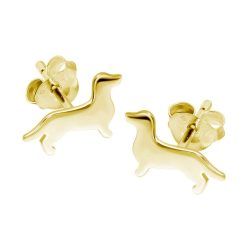 Pendientes con diseño de perro salchicha en color oro