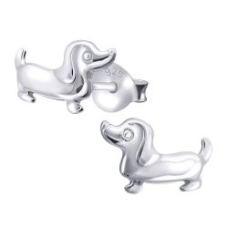 Pendientes de niña perro salchicha de plata